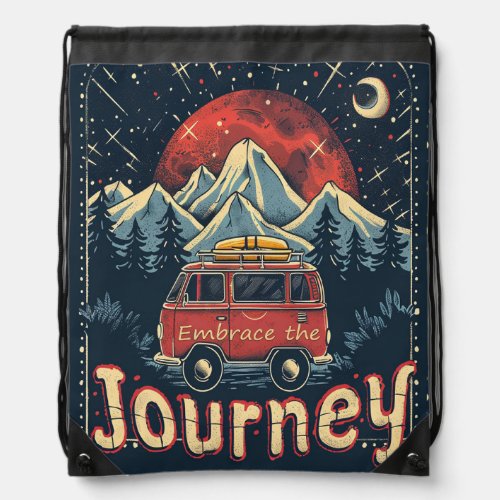 Embrace the Journey Rustic Vintage Drawstring Bag