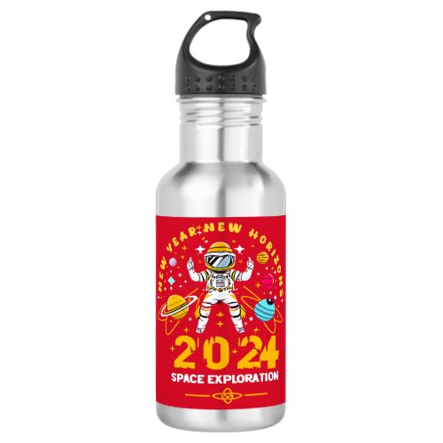 Embrace the New Year 2024 with Space Exploration Stainless Steel Water Bottle