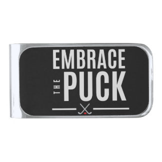 Embrace the Puck Hockey Pillow Silver Finish Money Clip