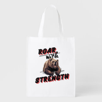 Embrace the Roar of Strength Bear Grocery Bag