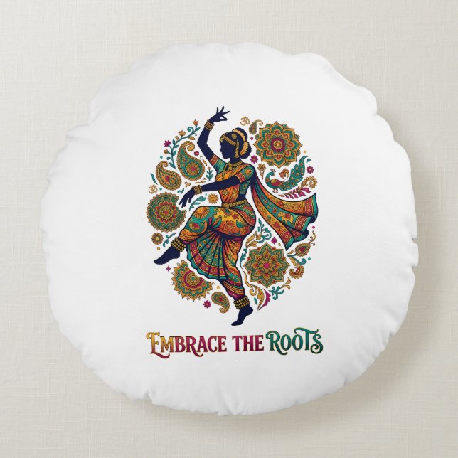 Embrace the Roots Dance Round Pillow (Front)