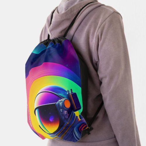 Embrace The Space Black Drawstring Backpack