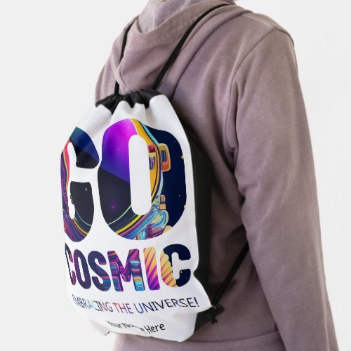 Embrace The Space White Drawstring Backpack 