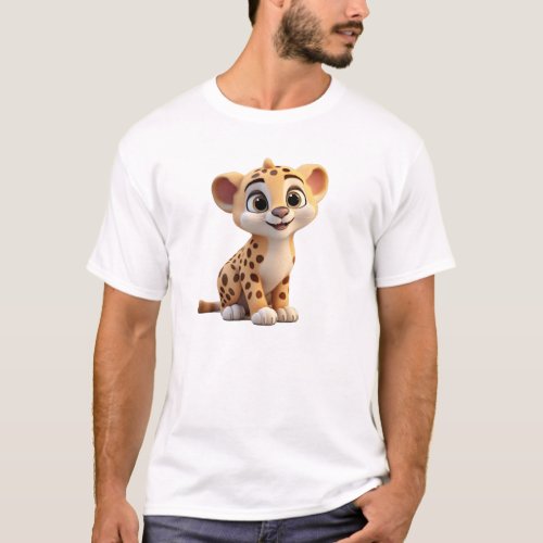 Embrace the Wild Cute Cheetah 3D Cartoon T_Shirt