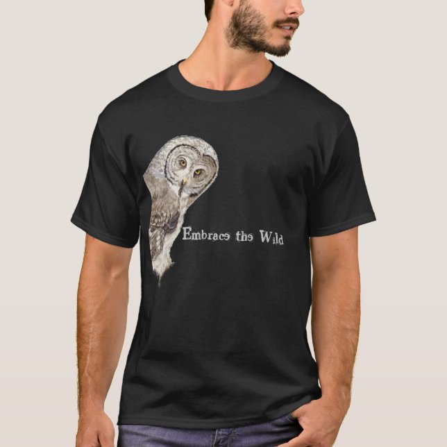 Embrace the Wild Quote Funny Owl Art T-Shirt (Front)