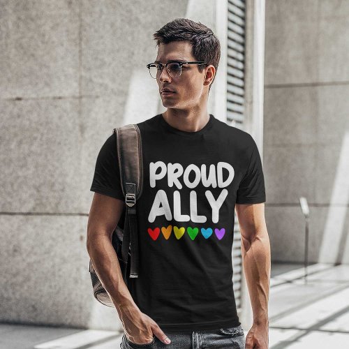 Embrace Unity Proud Ally T_Shirt _ Rainbow Hearts