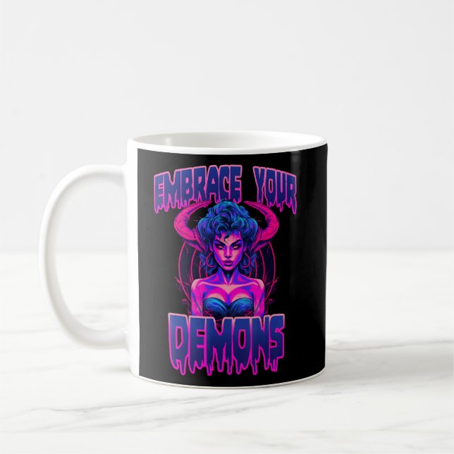 Embrace Your Inner Demon 80s Death Metal Succubus  Coffee Mug (Left)