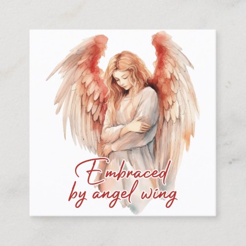 Embraced by angel wings square business card