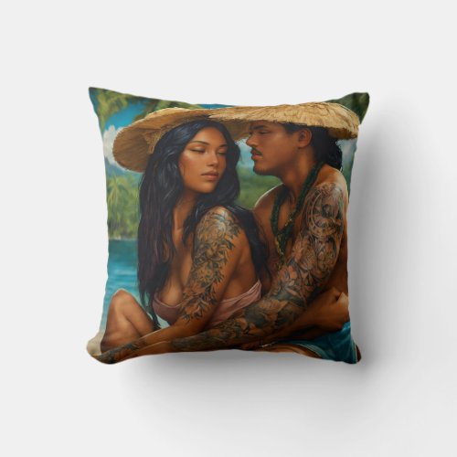  Embraced in Tradition Hyperrealistic Depiction  Throw Pillow