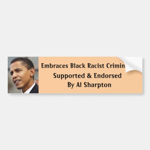 Embraces Black Racist Criminals Supported  En Bumper Sticker