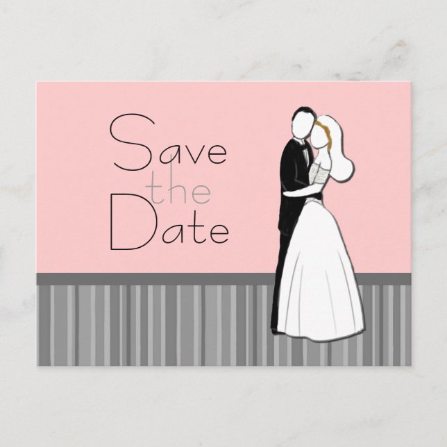 Embracing Couple Save the Date Postcard (Front)