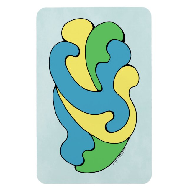 Embracing Curves (Yellow, Blue, Green) Magnet (Vertical)