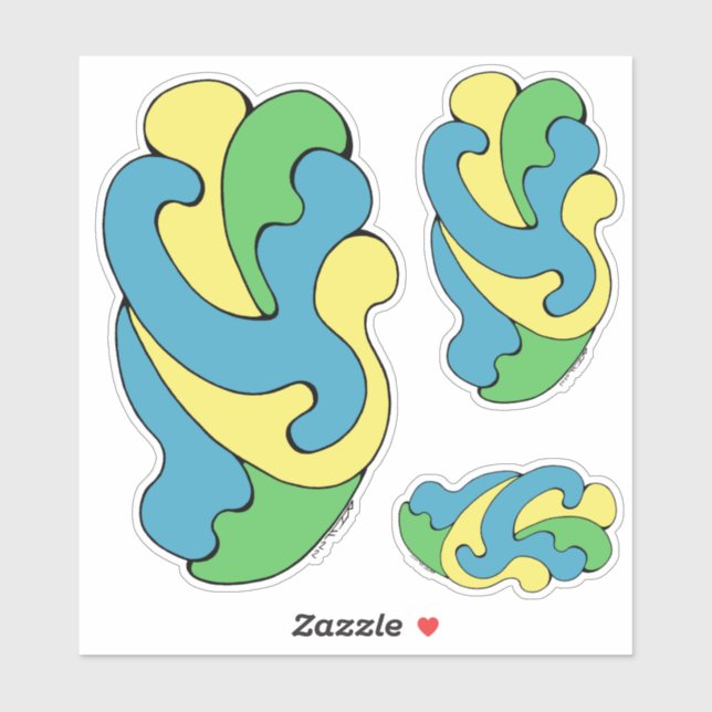 Embracing Curves (Yellow, Blue, Green) Sticker (Sheet)
