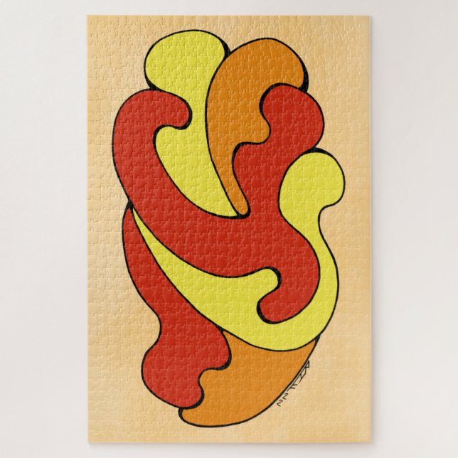 Embracing Curves (Yellow, Red, Orange) Jigsaw Puzzle (Vertical)
