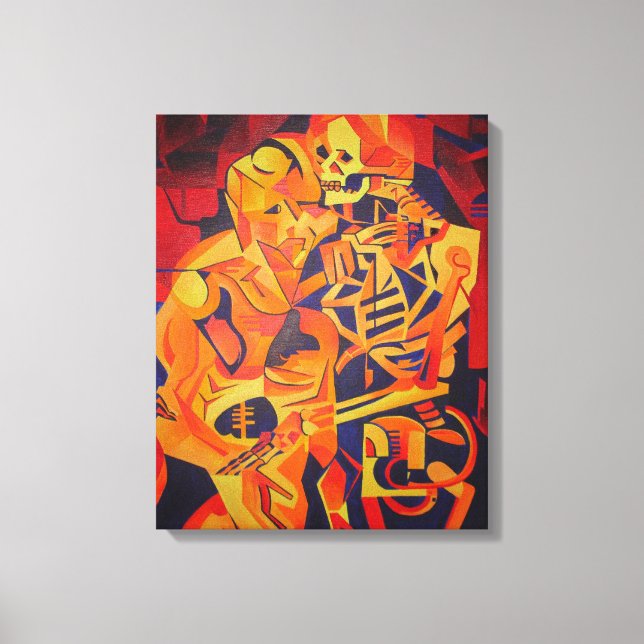 Embracing Death Colorful Geometric Art Canvas Print (Front)