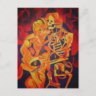 Embracing Death Colorful Geometric Art Postcard