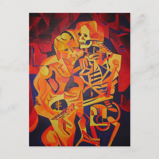 Embracing Death Colorful Geometric Art Postcard (Front)