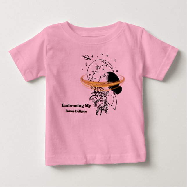 Embracing My Inner Eclipse Celestial Moon Line Art Baby T-Shirt (Front)