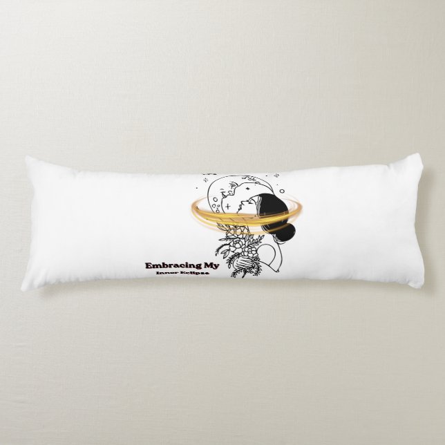 Embracing My Inner Eclipse Celestial Moon Line Art Body Pillow (Front)