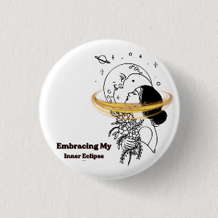 Embracing My Inner Eclipse Celestial Moon Line Art Button