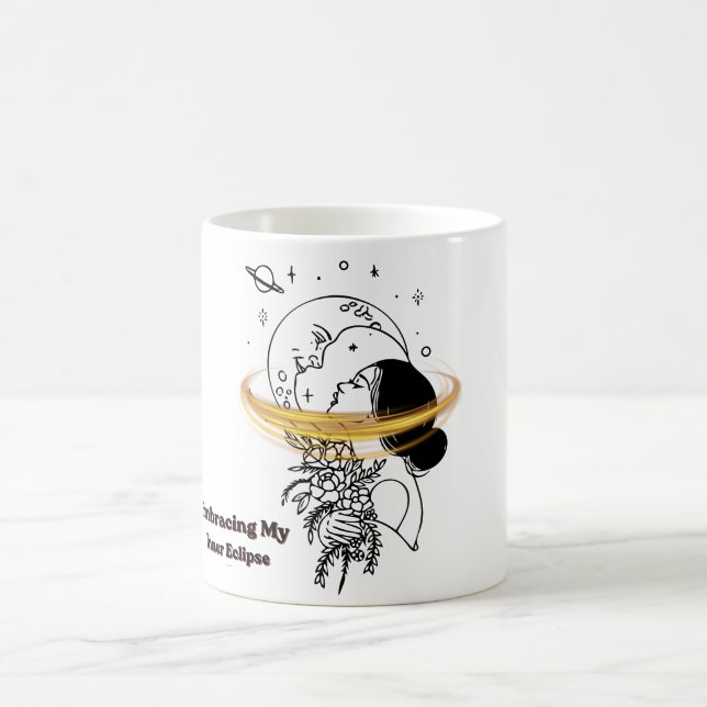 Embracing My Inner Eclipse Celestial Moon Line Art Coffee Mug (Center)