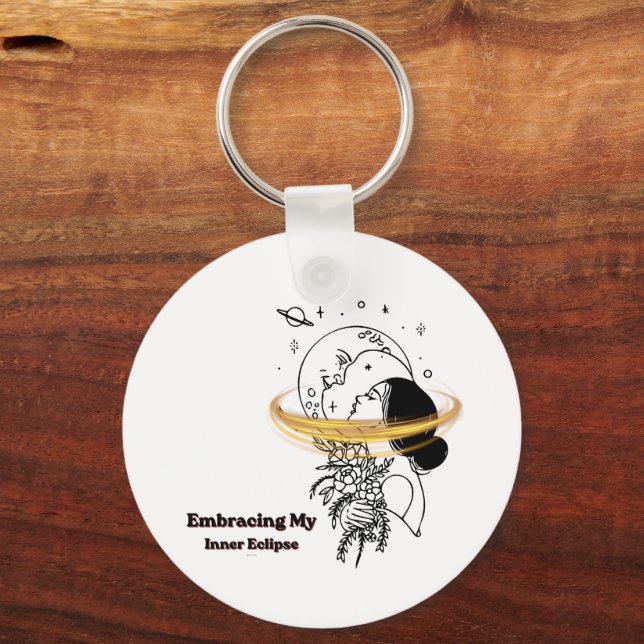 Embracing My Inner Eclipse Celestial Moon Line Art Keychain (Back)