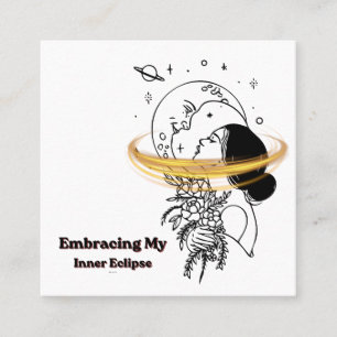 Embracing My Inner Eclipse Celestial Moon Line Art Square Business Card