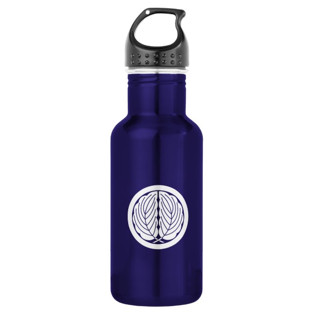 Embracing oak leaves in circle water bottle (Front)