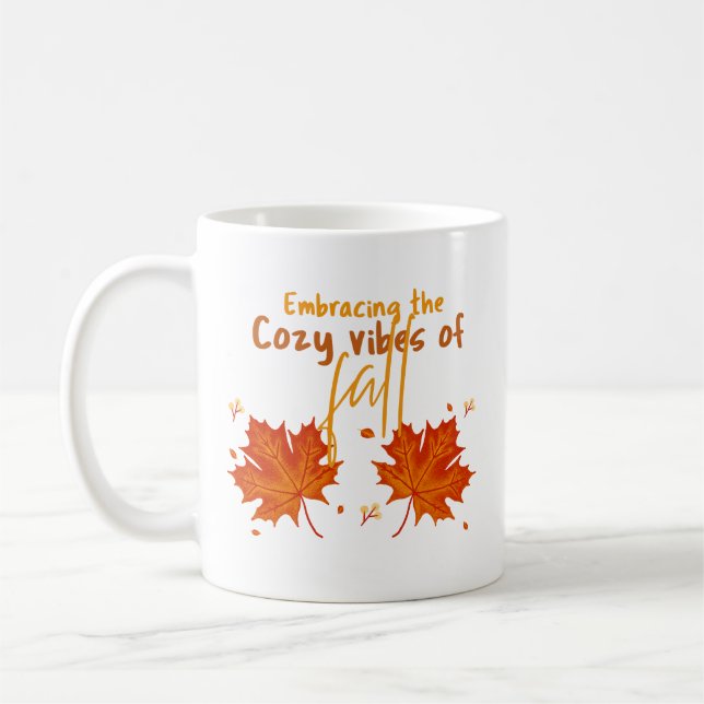 Embracing the cozy vibe of fall. coffee mug (Left)
