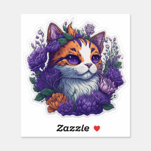 Embracing the Feline Love A Close_Up Photography  Sticker