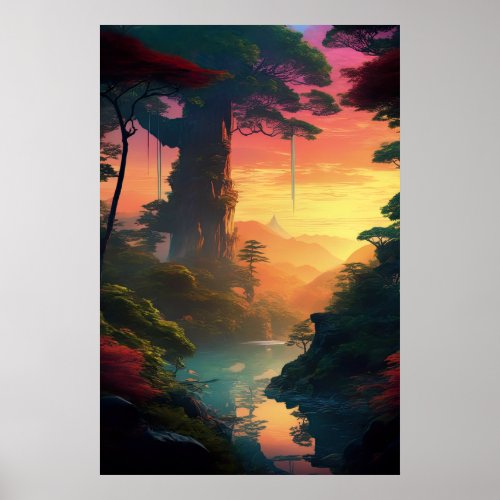 Embracing the Magic of the Jungle Sunset Poster