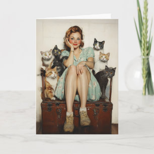 Embracing the Retro Crazy Cat Lady Vibes Invitation