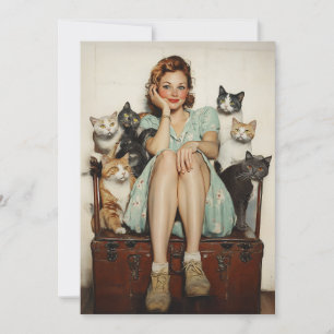 Embracing the Retro Crazy Cat Lady Vibes Invitation