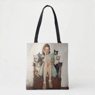 Embracing the Retro Crazy Cat Lady Vibes Tote Bag