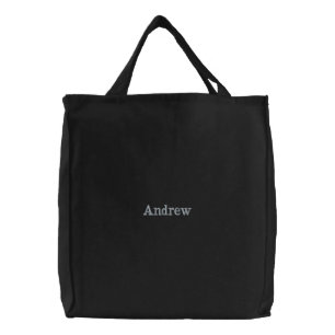 Embroidered Andrew Name, Embroidered Tote Bag