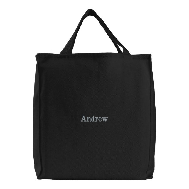 Embroidered Andrew Name, Embroidered Tote Bag (Front)