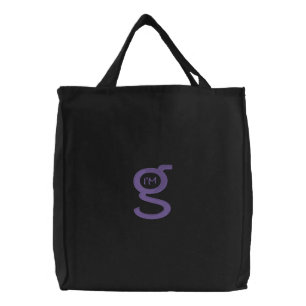 Embroidered Bag w Cobblestone Grey Logo