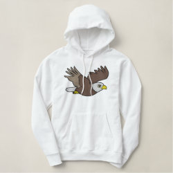 Flying Bald Eagle Embroidery Embroidered Ladies Pullover Hoodie