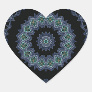 Embroidered beads pattern heart sticker