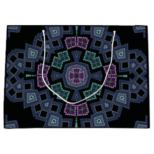 Embroidered beads pattern large gift bag