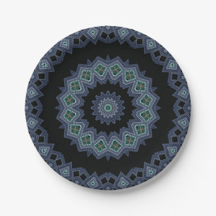 Embroidered beads pattern paper plates