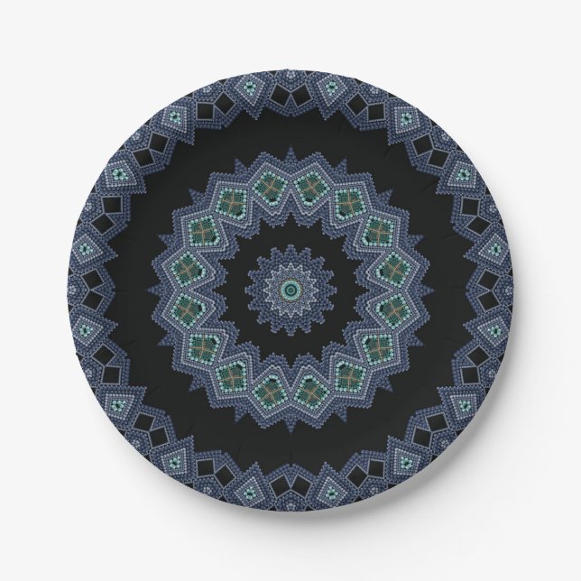 Embroidered beads pattern paper plates (Front)