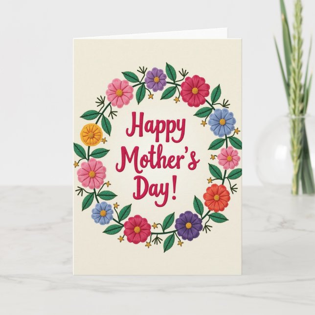 Embroidered Bloom Mothers Day Card (Front)
