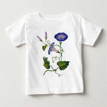 Embroidered Blue Morning Glories Baby T-shirt