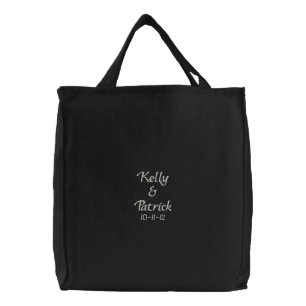Embroidered Bride/ Groom Names & Date Wedding Tote