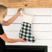 Embroidered Buffalo Plaid Christmas Stockings (Front)