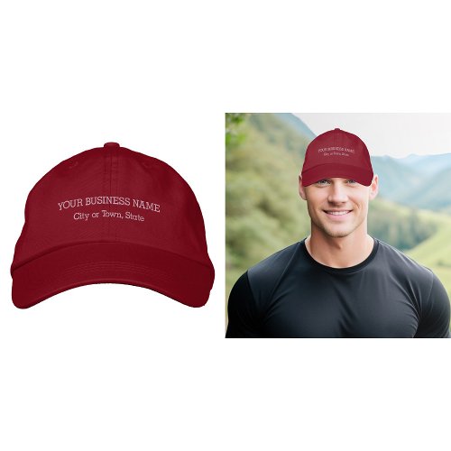 Embroidered Business Name on Adjustable Red Cap