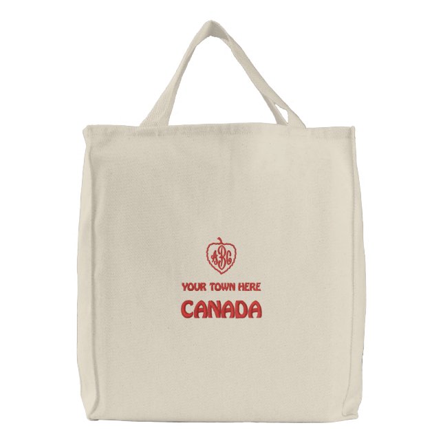 Embroidered CANADA Monogram Tote Bag (Front)