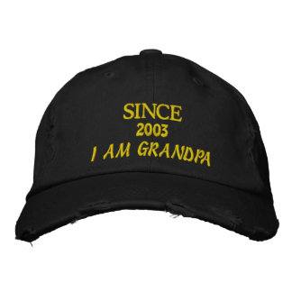 Embroidered CAPS SINCE YEAR I AM GRANDPA YELLOW