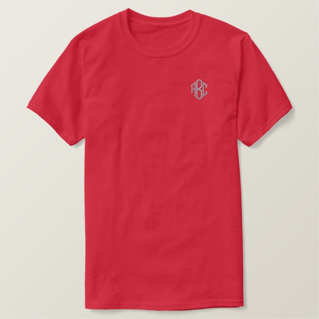 Embroidered Cardinal Red Mens Shirt Monogram (Design Front)
